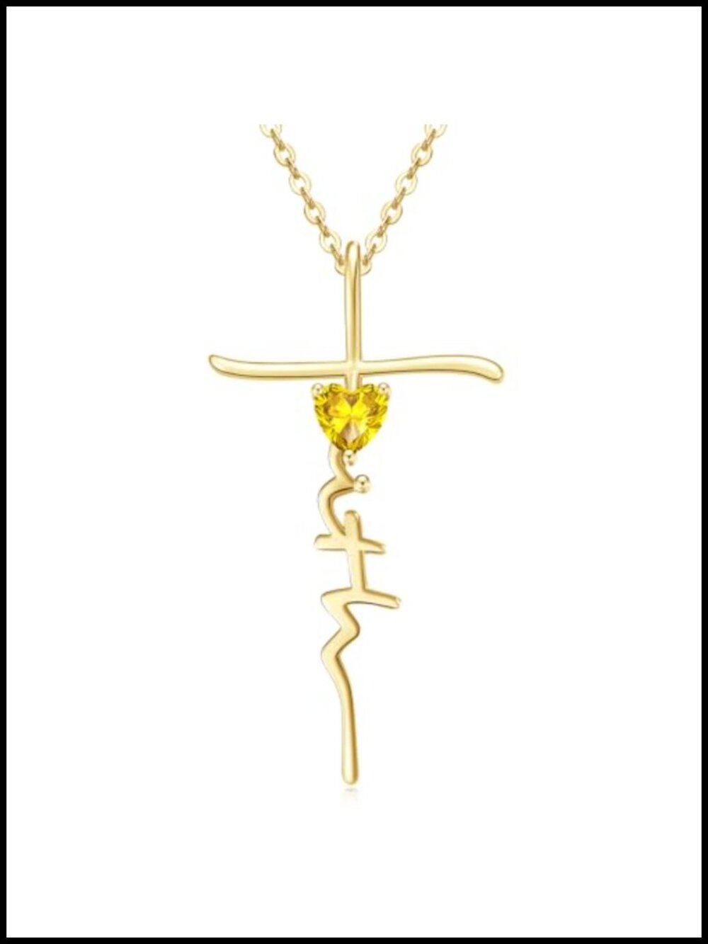 14k Gold Plated Faith Cross Birthstone Pendant Necklace 18in